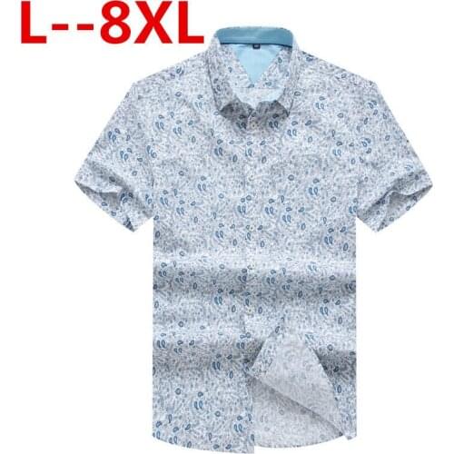 8XL 6XL 5XL 4XL Mens Hawaiian Shirt Male Casual camisa masculina Printed Beach Shirts Short Sleeve brand clothing Free Shipping