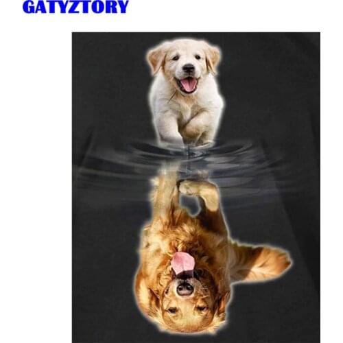 GATYZTORY Animal Dog Reflection Diy Oil Painting by Numbers Handmade Unique Gift Kits Acrylic Canvas Painting