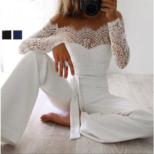 Fashion Spring Summer Jumpsuits Women High Quality Lace Patchwork Embroidery Sexy Party Jumpsuit Rompers Ladies Bodysuits