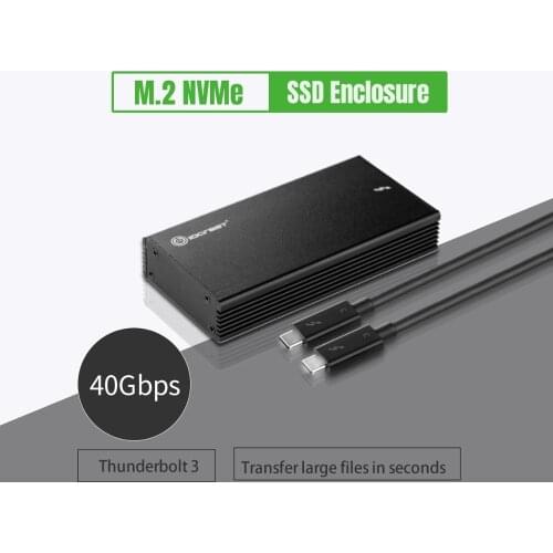 Thunderbolt 3 40Gbps NVME M.2 SSD Enclosure 2TB Aluminum USB C with 40Gbps Thunderbolt 3 C to C Cable For Laptop Desktop