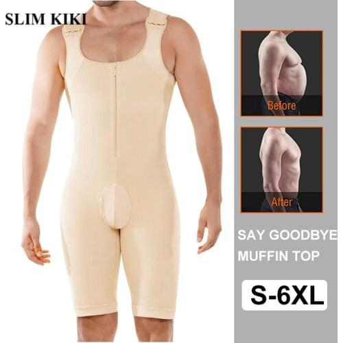 Mens Shapewear Bodysuit Full Body Shaper Compression Slimming Suit Breathable Butt Lifter Hide Man Boobs slimming underwear