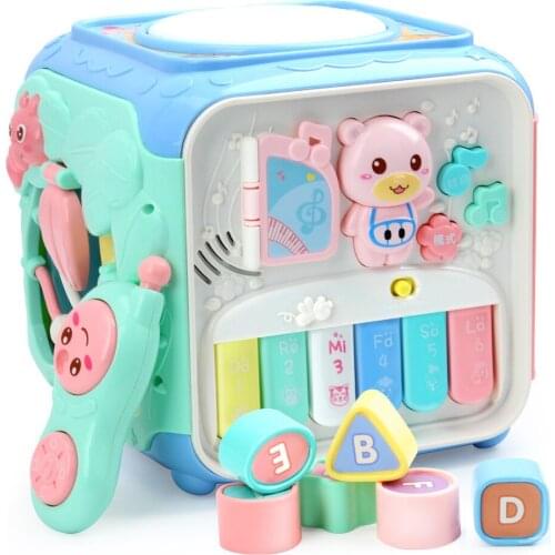 0-3 Yyears Old Multifunctional Childrens Toys Hand Drum Brum Cube Baby Early Education Baby Six-Sided Box Hand Drum