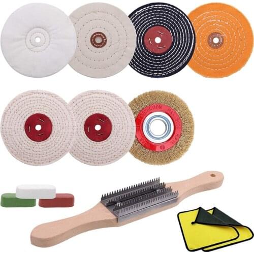 13Pcs Buffing Wheels Set - Buffing Polishing Wheel with 1/2 inch Arbor Hole,Wire Wheel,Polishing Compound,Buffing Rake