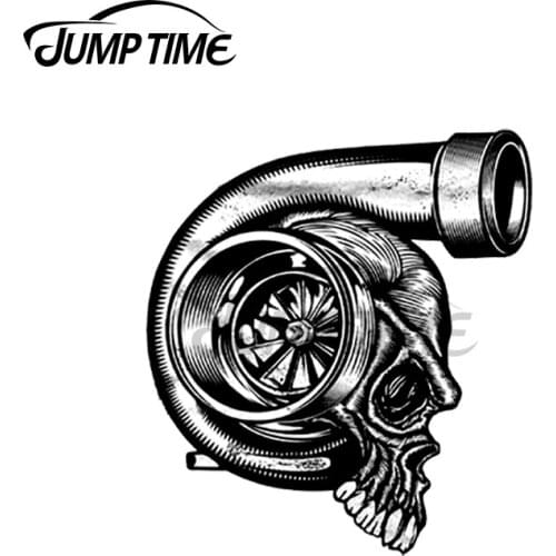 Jump Time 13 x 10cm For Turbo Skull Head Car Stickers Windshield Windwos Decal Windows Vinyl Material Fine Creative SUV Graphics