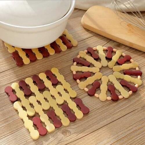 Desk Table Mat Heat Pad Insulated Coasters Bamboo Insulation Mats Multi-function Square/Circular Portable Kitchen Utensil