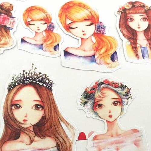 One Pack Kawaii Young Girl Decorative Sticker Diary Album Label Sticker DIY Scrapbooking Stationery Stickers Escolar