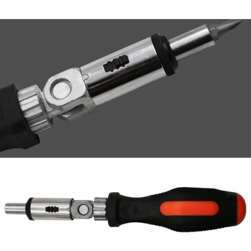 Ratchet Screwdriver 180 Degree T-type Foldable Screwdriver Set 1/4 Hex Interface Lock Disassemble Screwdriver Tool