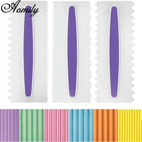 Aomily 3 Styles DIY Cake Plastic Spatulas Decorating Birthday Wedding Cake Scrapers Pastry Cutter Bakeware Home Mousse Baking