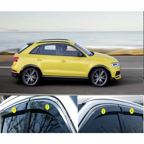 4pcs Plastic Exterior Visor Vent Shades Window Sun Rain Guard Deflector For Audi Q3 2012 2013 2014 2015 2016 2017 2018 YJD