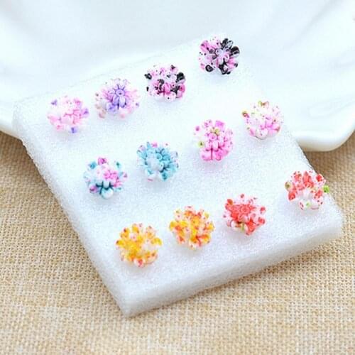 6Pairs/Set Earrings Mini Portable Cute Various Colors Sweet Resin Marguerite Ear Ring Jewelry Supplies серьги праздничные