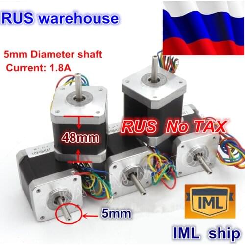 RU ship 5pcs 17HS8401 NEMA17 48mm Length 78Oz-in CNC stepper motor stepping motor/1.8A 12-24VDC For CNC Router and 3D printer