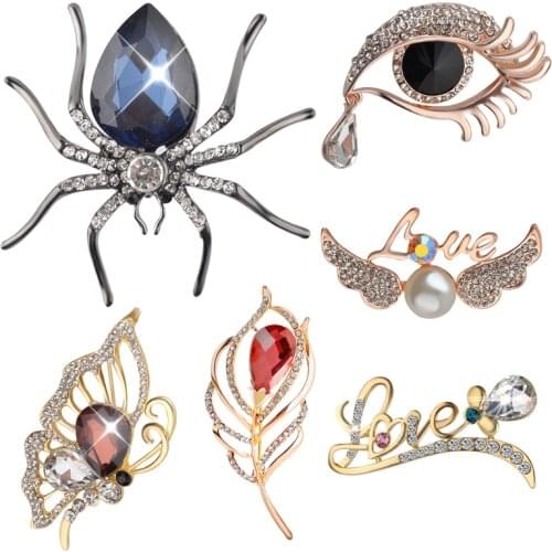 Blue spider pins brooches crystal eye with Tears broches animal Pin mask dancing girl brooch elegant lady pins eyedrop rabbit