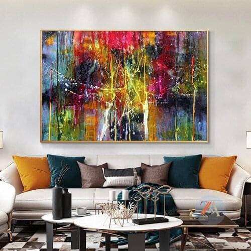 Modern wall painting art posters graffiti and printed color abstract art painting painting living room home decoration