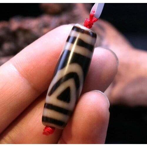 Treasure Magic LKbrother Tibetan Top Old Agate FULL Cinnabar Spots Mountain Hill dZi Bead Amulet 5A LLZB