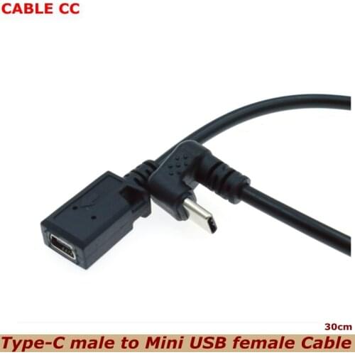 30cm Elbow Type C Revolving Mini 5p USB Female Mobile Phone Game Data Charging Cable for Android Game Mobile phone Tablet power