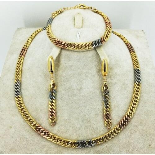 High quality Italian gold colored jewelry for womens African bead jewelry jewelry fashion necklace earrings bracelet jewelry