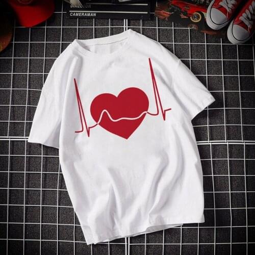 Women Love Heart Fashion Sweet Heartbeat Clothes Lady Graphic T-shirts Top Womens T Shirt Female Tee T-Shirt