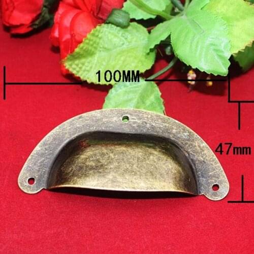 Retro Vintage Kitchen Drawer Cabinet Door Handle Furniture Knobs Hardware Cupboard Antique Metal Shell Pull Handles,100*47mm,1PC