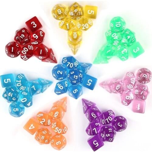 100Set 7Pcs/Set 7 Sided Die D4 D6 D8 D10 D12 D20 DRAGONS D&D MTG RPG Poly Dice Board Game Set