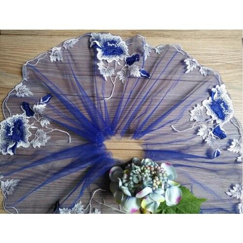 10Yds Blue Lace Trim One Edge Fabric Ribbon Bridal Belt Headwear Garment Accessories Decoration 18cm Lovely