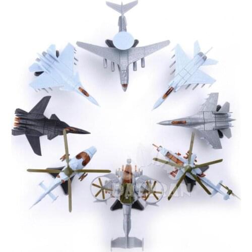 8PCS 4D Fighter Model 2nd Generation Plastic Assemble Airplane 1:165 SU-33 SU-47 Helicopter Military Fighter Sand Table Toy