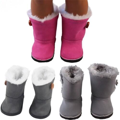 New Arrival Button Snow Cotton Boots for 43cm Height Girls Doll Winter Chirstmas Shoes Fit 18inch Born Baby Doll Accessories