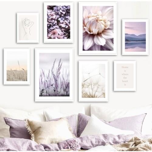 Dahlia Lavender Dandelion Flower Wheat Wall Art Canvas Painting Nordic Posters And Prints Wall Pictures For Living Room Decor