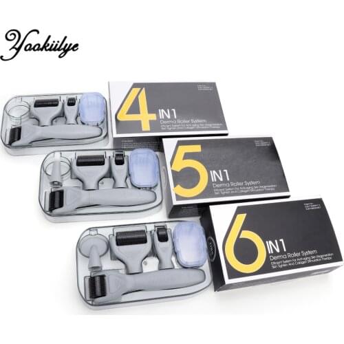 DRS 4/5/6 in 1 Microneedle Derma Roller Kit Skin Care Micro Needle Derma Roller 0.25mm Titanium Dermaroller Hair Loss Treatment