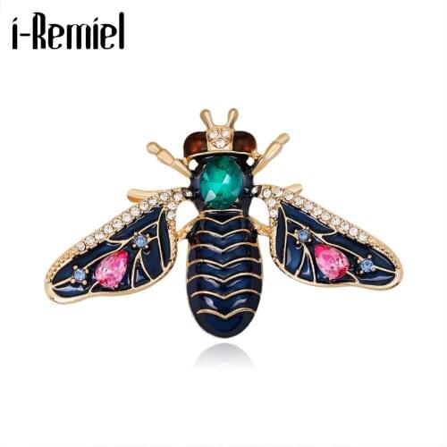 Retro Bee Insect Brooches Enamel Pins Jewelry Crystal Rhinestone Anti-Exposure Scarf Buckle Safety Pin Hat Clothing Accessories