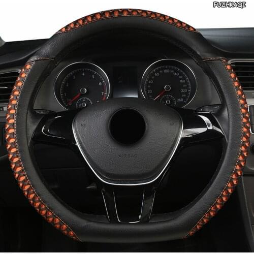 FUZHKAQI Leather Car Steering Wheel Cover For Range Land Rover Defender Freelander Discovery Sport X9 Evoque