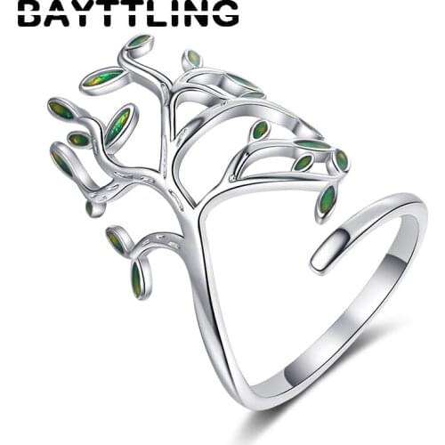 BAYTTLING 925 Sterling Silver Exquisite Luxury Leaf Zircon Ring For Woman Fashion Wedding Party Gift Jewelry