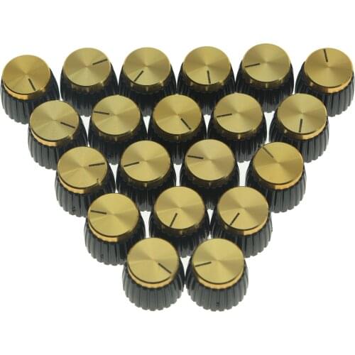 KAISH 20x Guitar AMP Amplifier Knobs Black w/ Gold Cap Push on Knobs fits Marshall