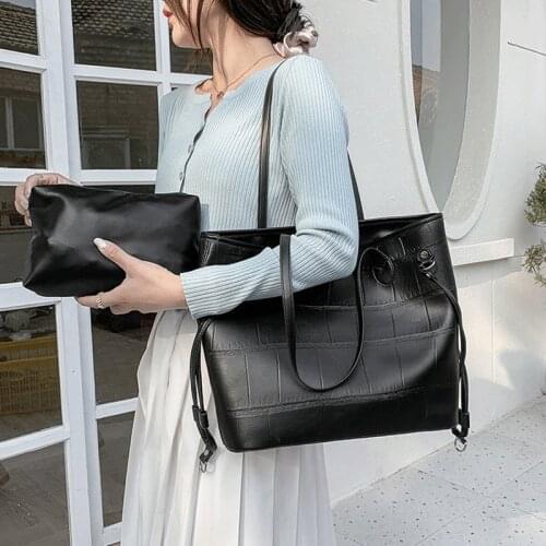 2 Bag Set Women Large-capacity Handbag Designer Ladies Casual Tote Bag Sac A Main Solid Top-handle Bags Female Travel Hand Bags