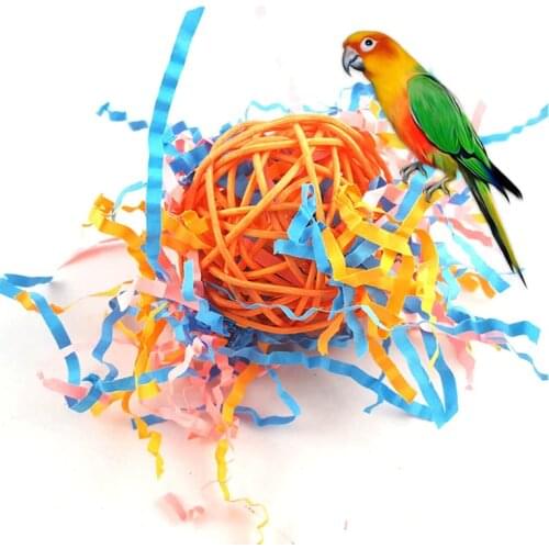Colorful Pet Bird Toy Cockatiel Parrot Natural Rattan Ball Toys For Birds Training Playing Chewing Lovebird Supplies