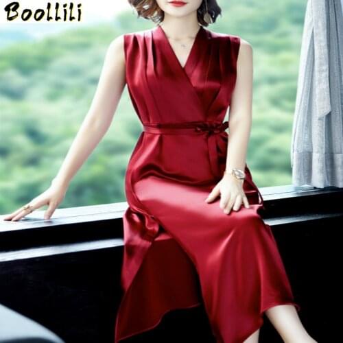 Summer Silk Dress Womens Dresses Elegant Vintage Dress Sleeveless Ladies Dresses Women Clothes 2020 Formal Party Vestidos