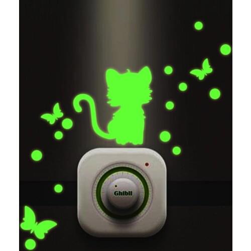 Night Glowing Cat Light Switch Sticker Decorative Fluorescent Butterfly Cat Wall Switch Socket Sticker Clings Adhesive Decal