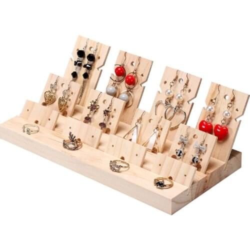 2020 New 1 Pair Wood Earring Card Holder with Tray for Jewelry Accessory Display Jewelry Desk Organizer Decoration