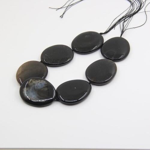 15.5"/strand Large Natural Onxy Oval Slab Loose Beads,Black Dragon Veins Agates Slice Nugget Pendant Necklace Jewelry Supplier