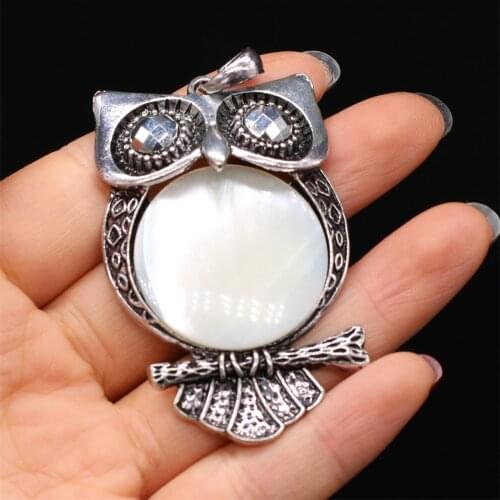 Fashion Animal Pendant Reiki Heal Cute Owl Alloy Pendant for Charms Jewelry Making DIY Necklace Earring Gift 38x65mm
