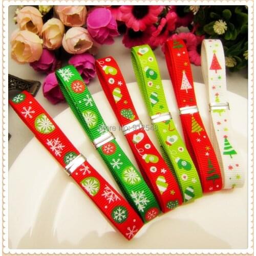 YM72048,9MM 6 style ribbon mix Christmas Series Printed grosgrain ribbon,DIY handmade materials,headwear accessories