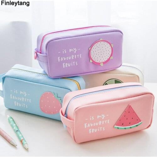 Pensils School Pencil Case Fruit PU Large Capacity Stationery Pencil Bag Luggage Bag Organizer Boy Girl Pencil School Supplies
