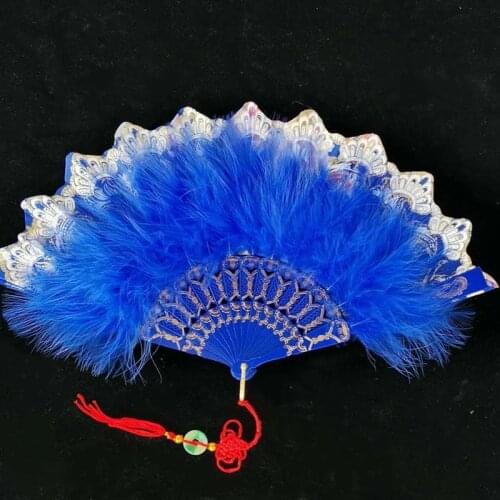 Chinese Style Feather Hand Fan Wedding Party Decoration Sweet Fairy Girl Show Dance Folding Fan Craft Gift Home Decor Art