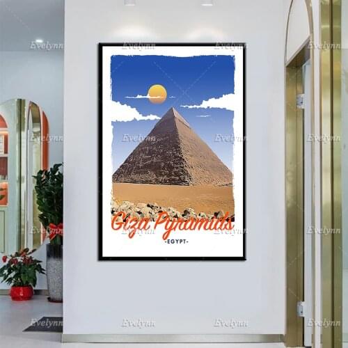 Retro Vintage Style Travel Poster Canvas Picture-Giza Pyramids Egypt Modular Home Decor Prints Wall Art Painting For Living Room