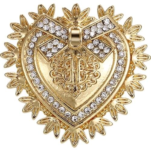 WEIMANJINGDIAN New Arrival Gold Color Plated Heart Shape Peace Ribbon Brooch Pins Dress Coat Winter Accessories Jewelry