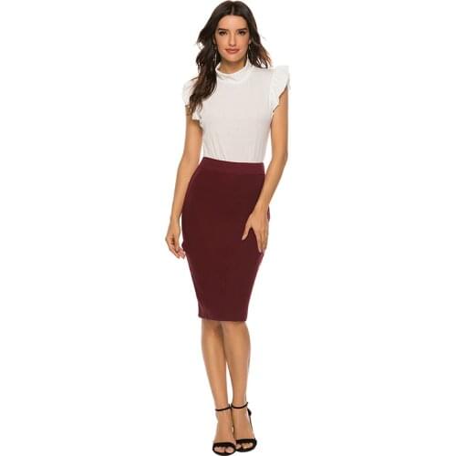 Fashion Spring Summer Pencil Skirt Women High Waist Back Split Skirts Vintage Elegant Office Lady Bodycon Solid Midi Skirt