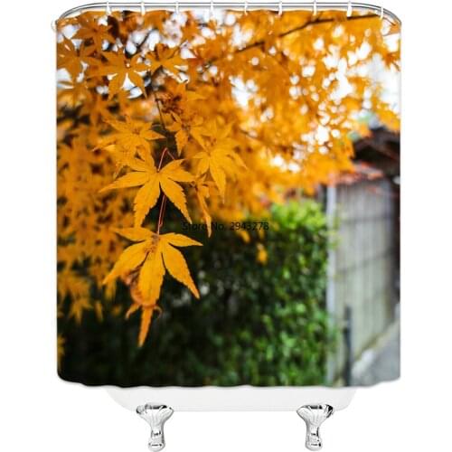 Green Shower Curtain Fresh Leaves Printing Pattern Modern Natural Plant Flower Pattern Polyester Bathroom Curtains 180 x 180cm