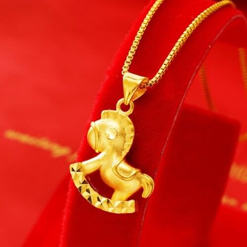 24K Gold Plated Necklaces for Women Cute Horse Pendant Necklace Ethnic Party Anniversary Birthday Engagement Necklace Jewelry