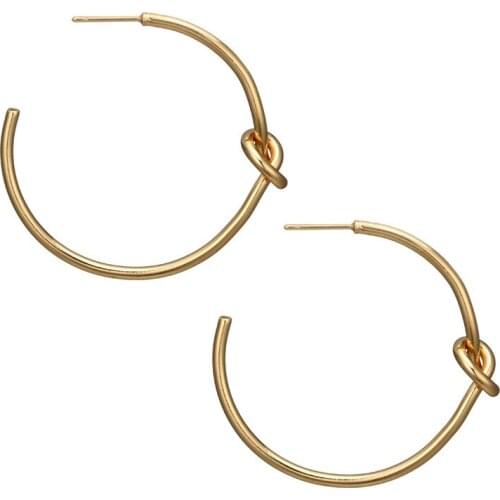 1 Pair Hippie Punk Simple Tie Knot Hoop Earrings for Women Diameter Size 4cm Half Round Big Pendientes Fashion Jewelry E586