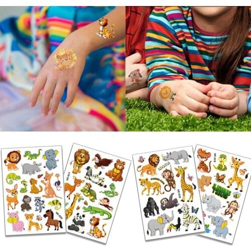 1Pc Animal Lion Tiger Dinosaur pattern Jungle Temporary Tattoos Safari Party Decoration Birthday Party Supplies Baby Shower Gift