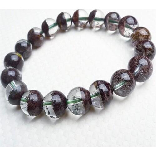 11mm Genuine Natural Red Phantom Quartz Crystal Round Bead Fashion Women Female Gift Stretch Charm Bracelet Jewelry 11mm